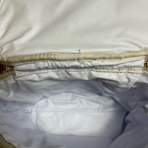 Kate Spade out to Lunch oil cloth beige & black polka dots insulated lunchbox. - Picture 8 of 9